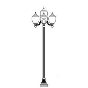 Niland-18 Series Base w/ Victorian Series 4 Arms & (5) A-2014 Acorn Globes