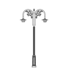Mainstreet:5 Series Base w/ Cripple Creek Series Dbl Arms & Radial Wave Luminaires