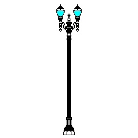 El Paso Plaza-24 Series Base w/ El Paso Plaza Series Twin Arms & Plaza 2014-425 Luminaires
