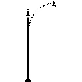 El Paso Plaza-24 Series Base w/ Davenport Series Single Arm w/ El Paso Plaza Series Full Hood Luminaire