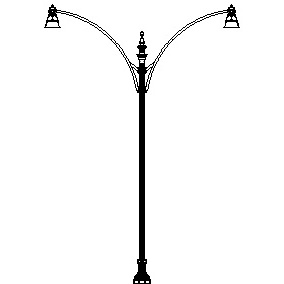 El Paso Plaza-24 Base w/ Davenport Series Double Arms w/ El Paso Plaza Series Full Hood Luminaires