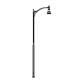 Santa Fe Series Octagonal Pole w/ Santa Fe Series Single Arm w/ Boston Common-18 Series Luminaire